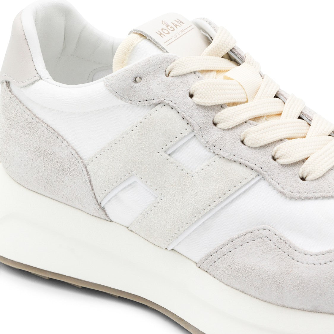 Hogan White And Beige Leather Sneakers