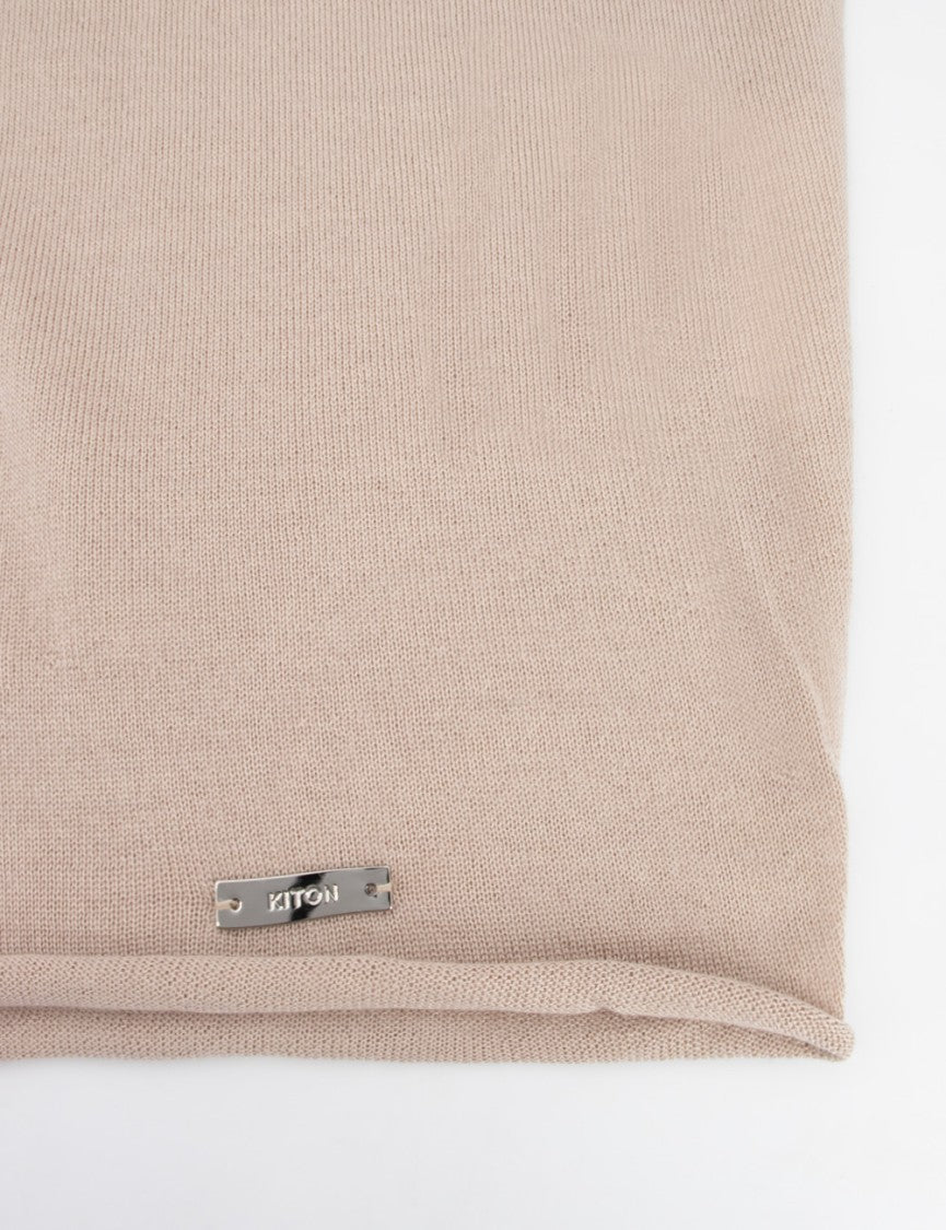 Kiton Sand Color Cashmere Silk Blend T-Shirt