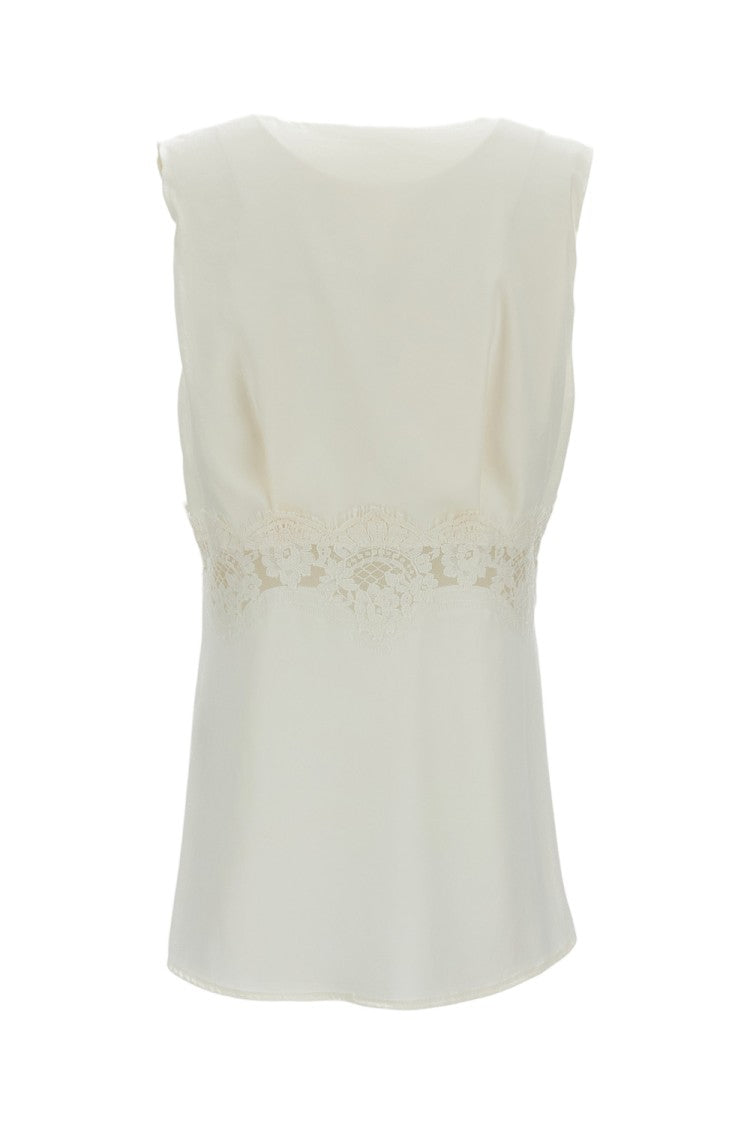 Parosh V-Neck Sleeveless Top With Lace Insert