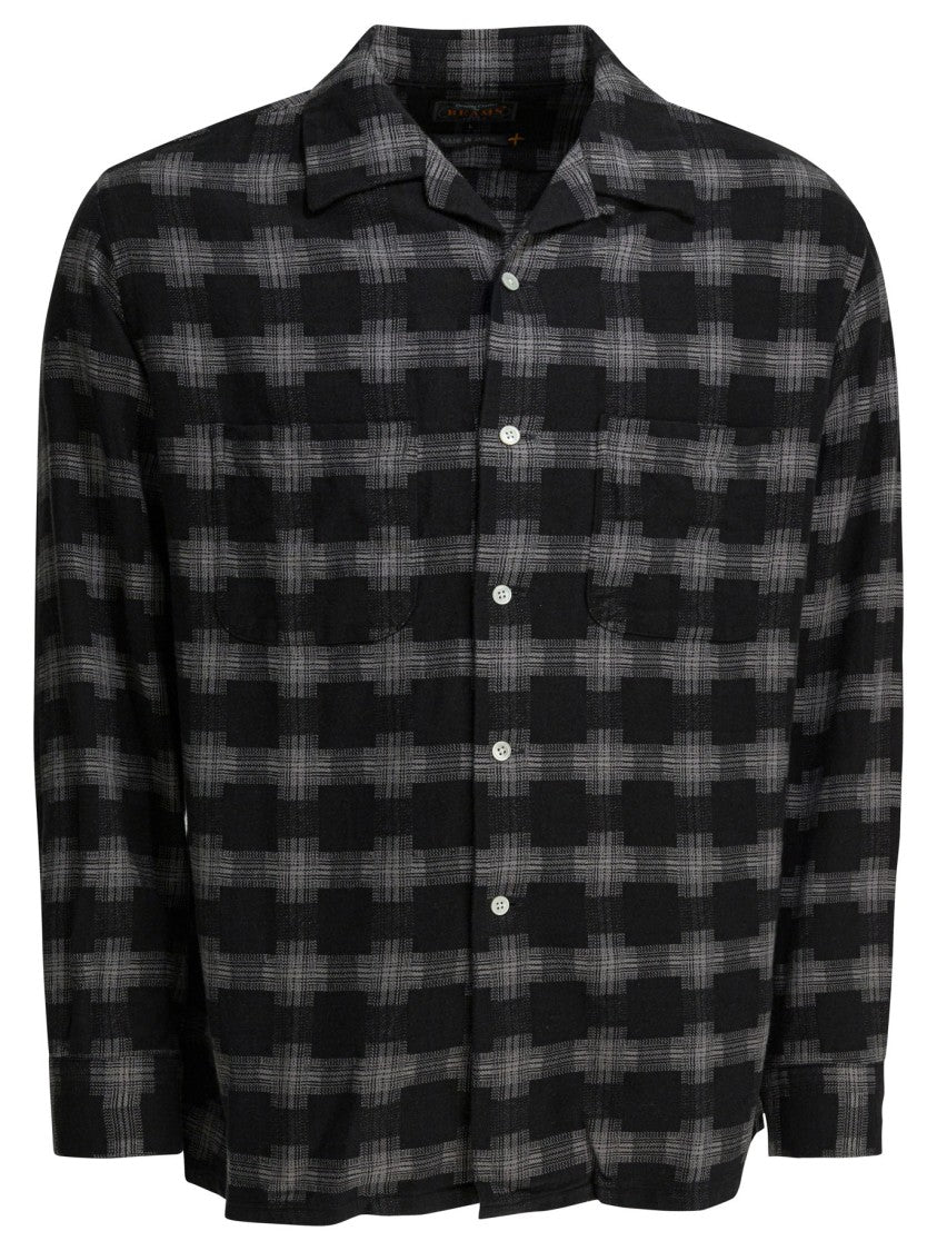 Beams Plus Checkered Button-Down Shirt With Two Chest Pockets