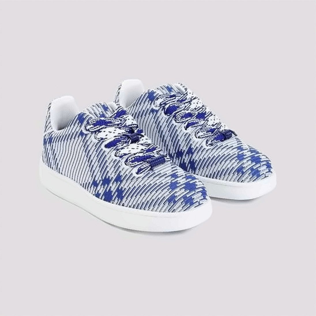 Burberry Woven Textile Sneakers With Distinctive Checkered Pattern