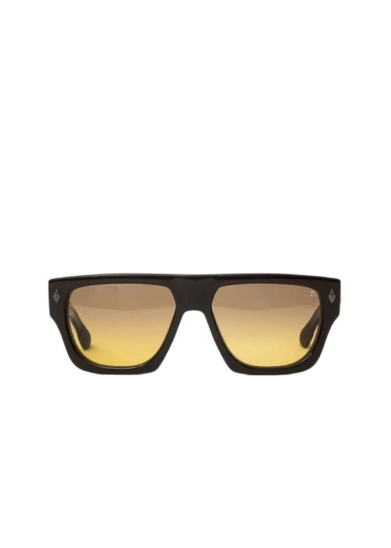 Chrome Hearts Rectangular Black Acetate Sunglasses With Gradient Amber Lenses