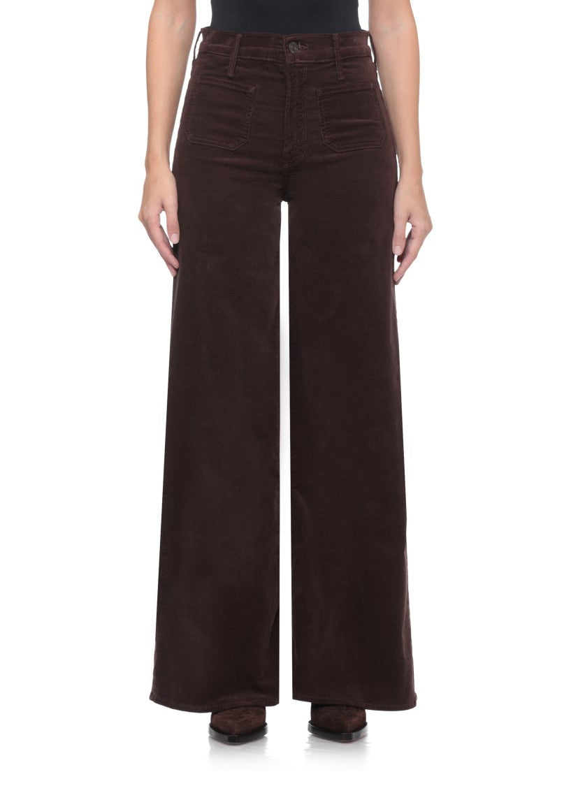 Mother High-Waisted Wide-Leg Corduroy Pants With Patch Pocket Design