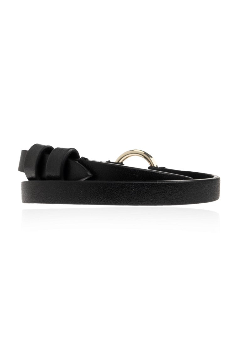 Alexander Mcqueen Skull Ring Double Wrap Leather Belt