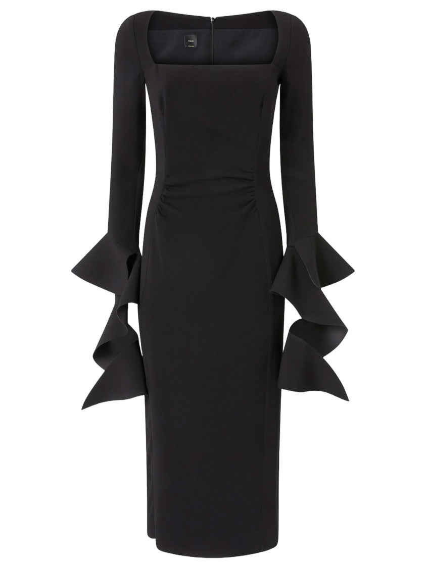 Pinko Stretch Viscose Dress With Ruffles