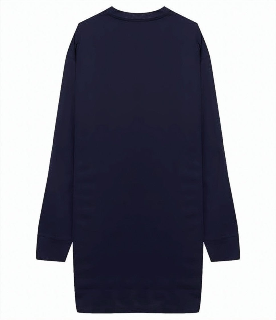 Marni Textured Graphic Logo Long-Sleeve Top In Deep Navy