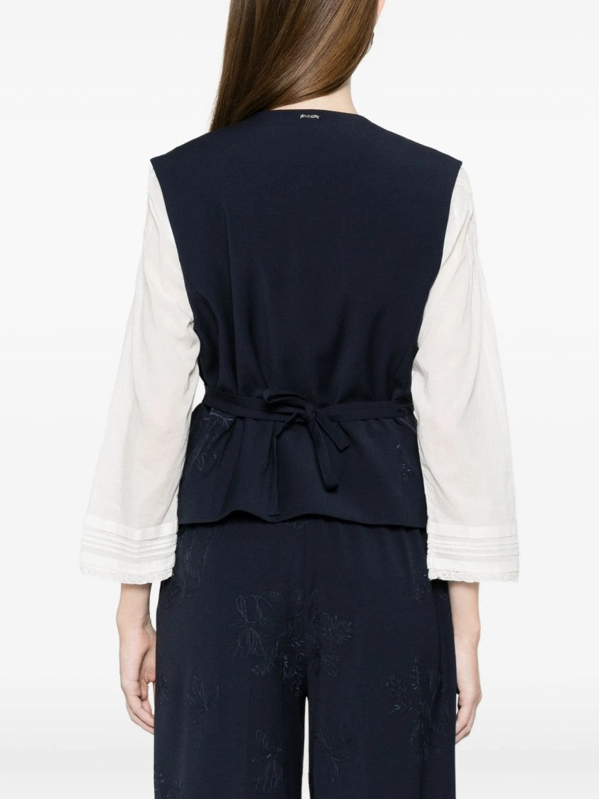 Twin-Set Blue Gilet Deep V-Neck Gilet
