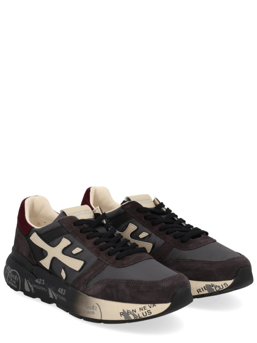 Premiata Chunky Sole Black Sneakers With Logo Accent And Padded Collar