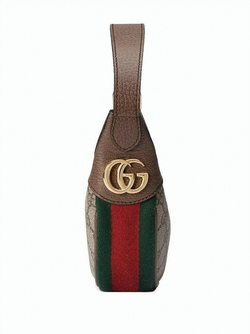 Gucci Crescent-Shaped Mini Bag With Signature Monogram And Gold-Tone Accents