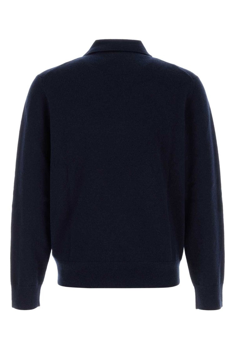 Burberry Navy Blue Cashmere Blend Polo Shirt