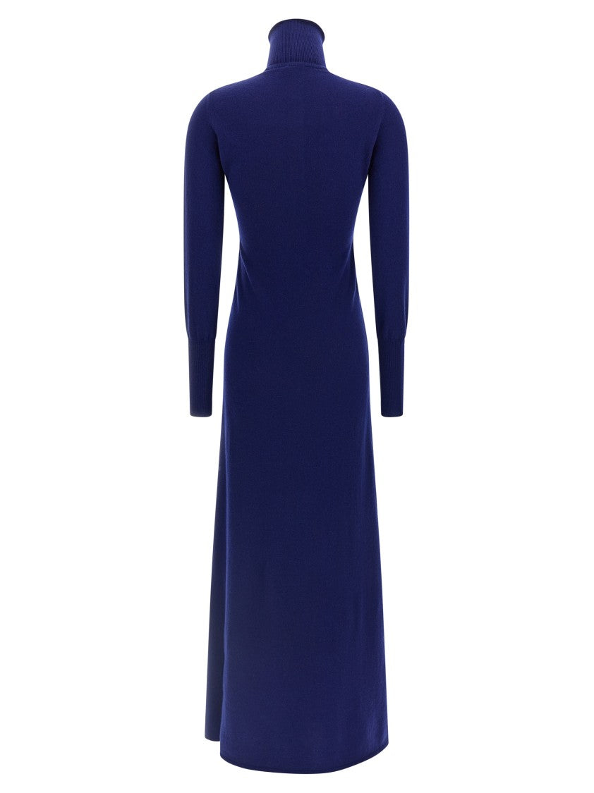 Tom Ford Ribbed Cashmere Polo-Style Maxi Dress