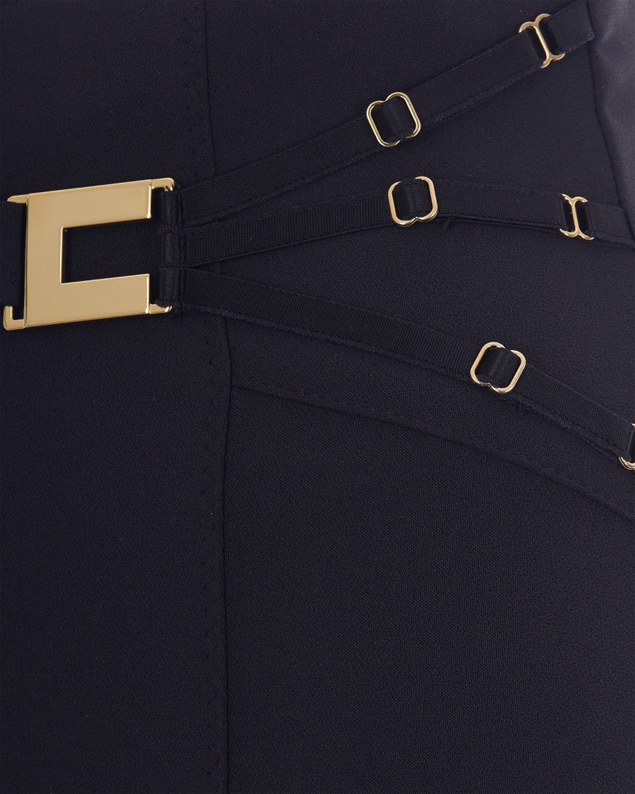 Elisabetta Franchi Black Stretch Double Crêpe Pants
