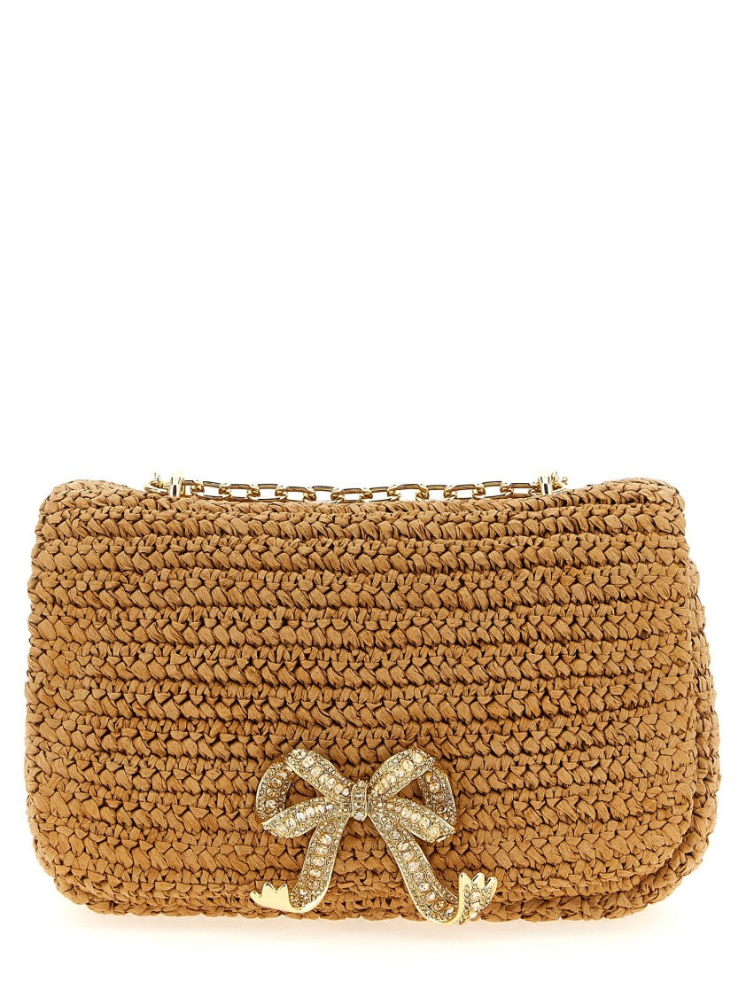 Self-Portrait 'Raffia Bow Charm' Shoulder Bag