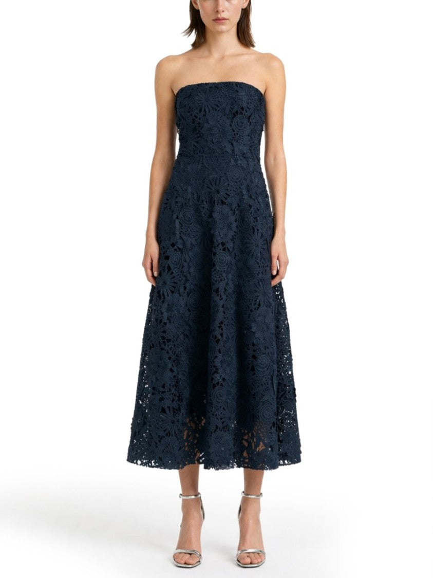 Rotate Birger Christensen Neutrals 3D Floral Lace Polyester Midi Dress