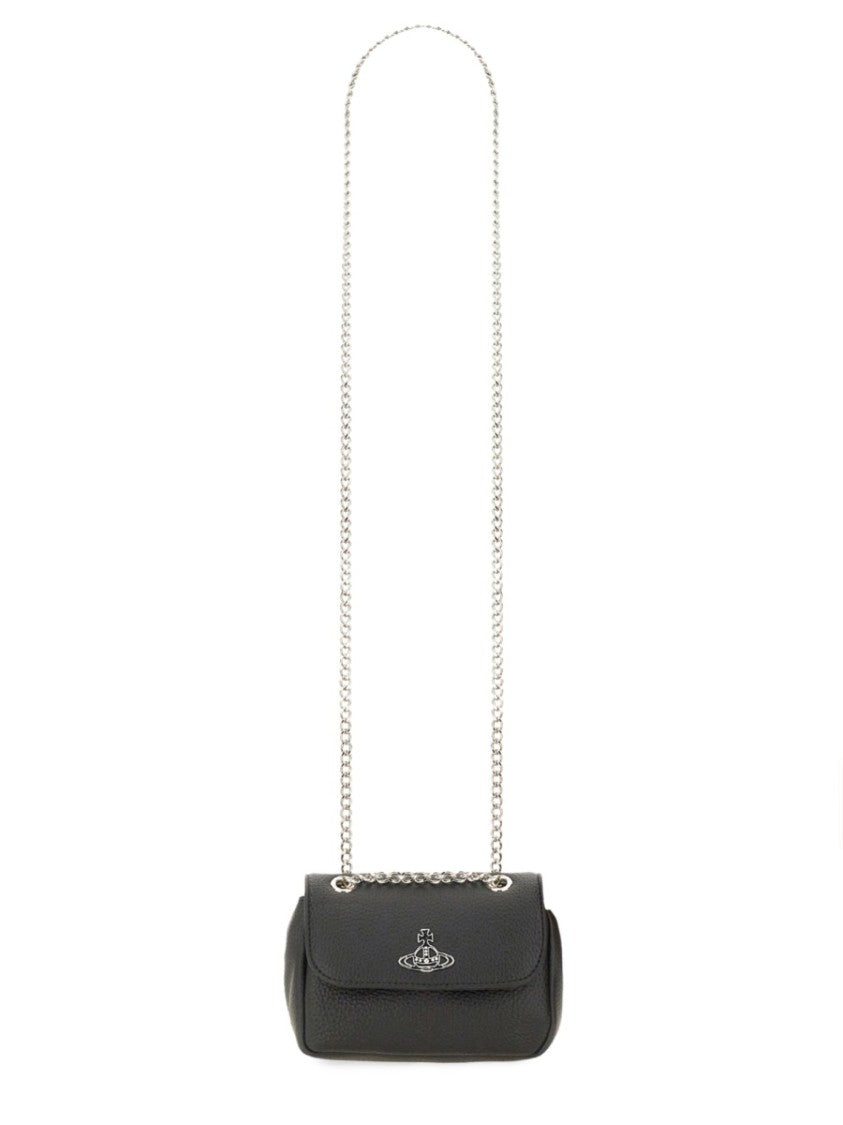 Vivienne Westwood Textured Black Handbag With Chain Strap