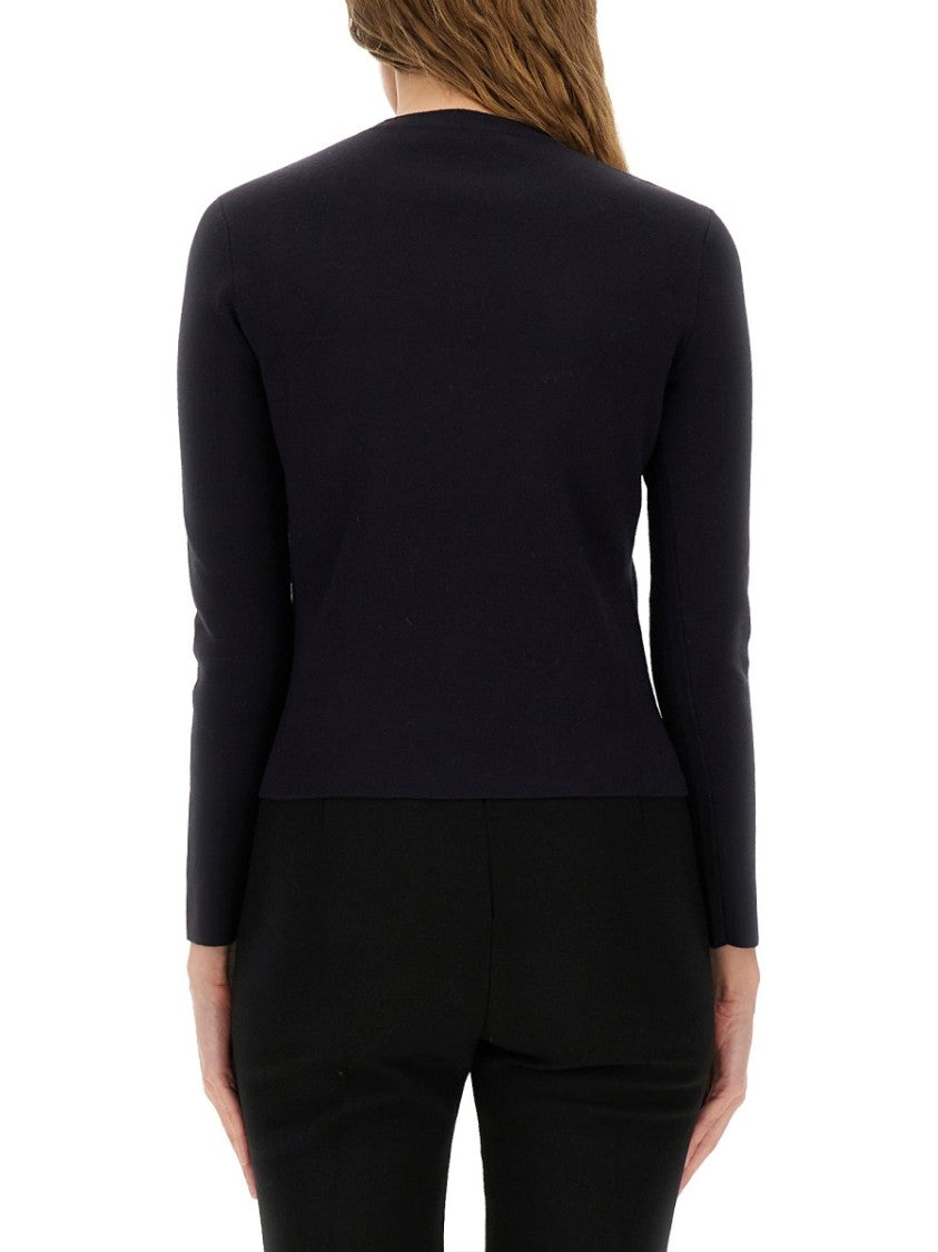 Max Mara Fitted Long-Sleeve Jersey With Subtle Embossed Logo