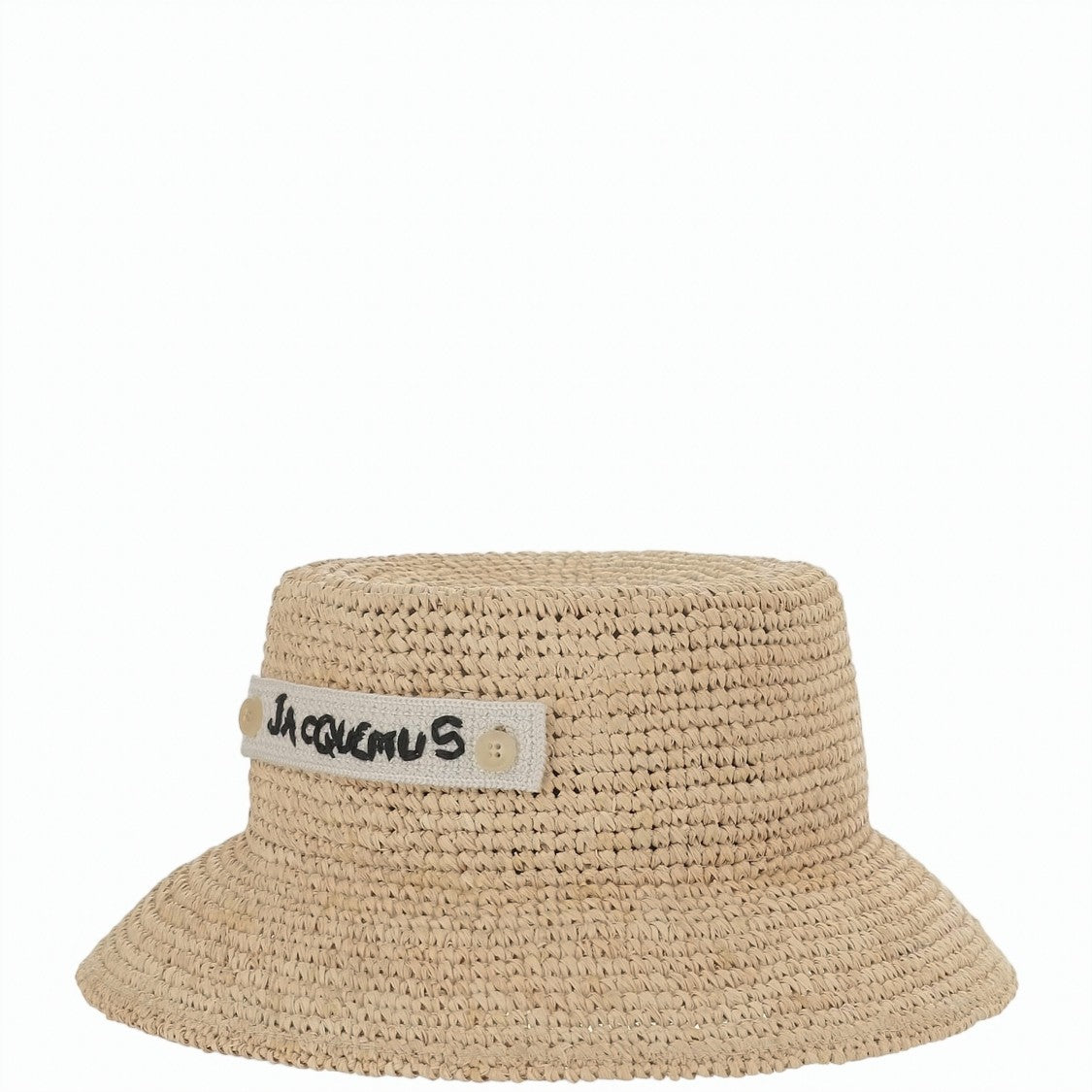Jacquemus Woven Raffia Bucket Hat With Contrasting Logo Label