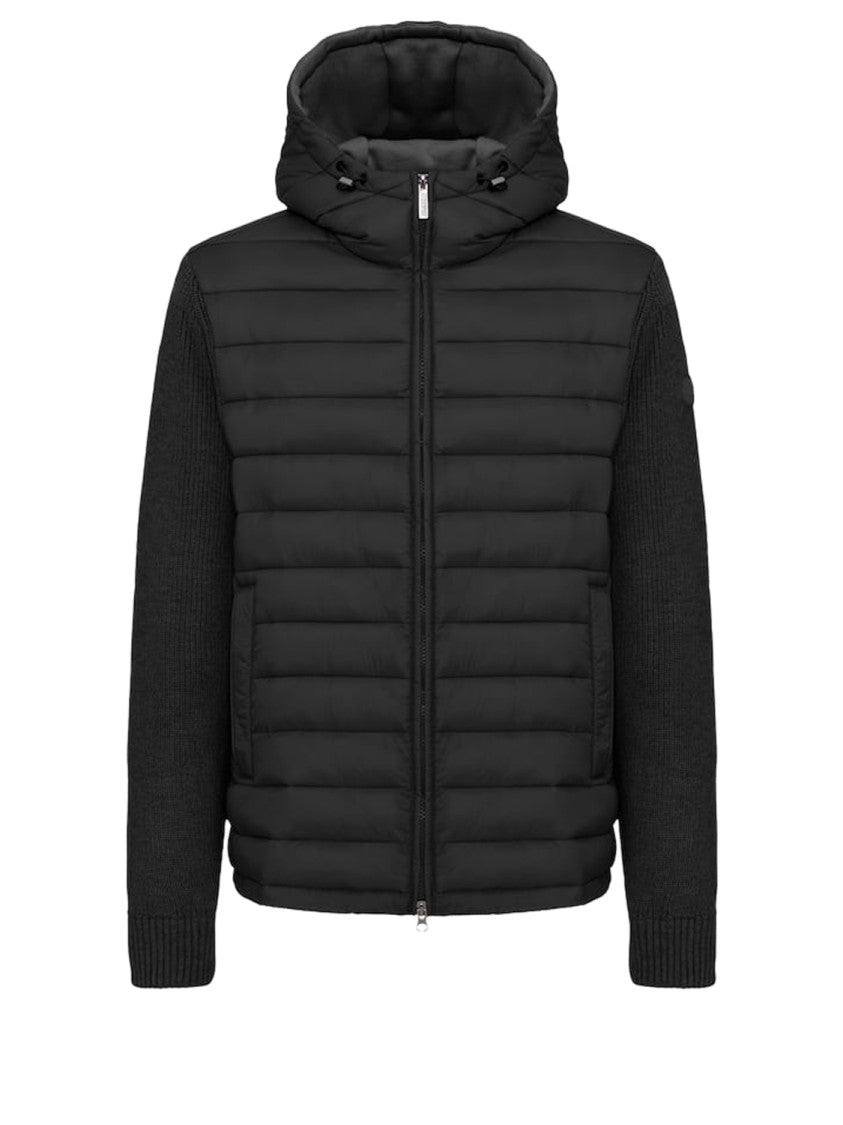Colmar Black Quilted Knitted Sleeves Hooded Jacket