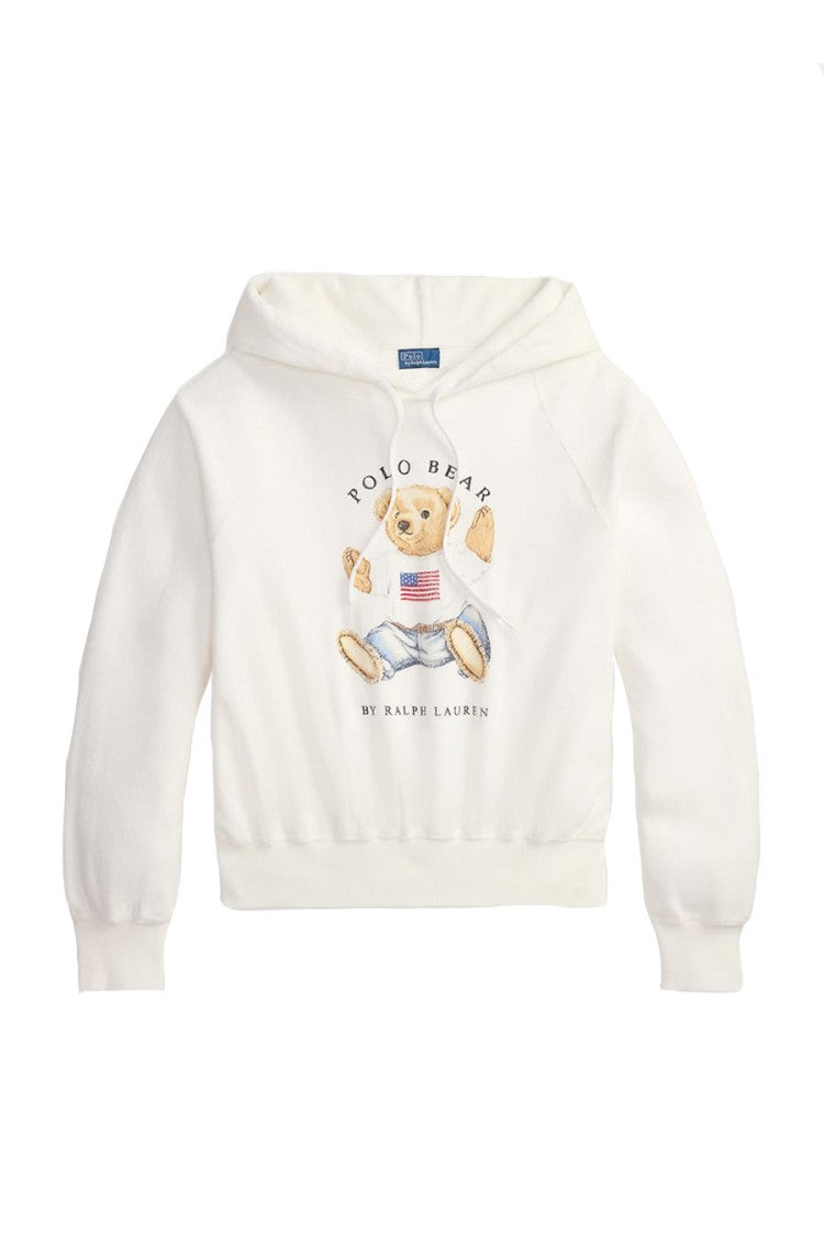Polo Ralph Lauren White Graphic Printed Cotton-Blend Hoodie