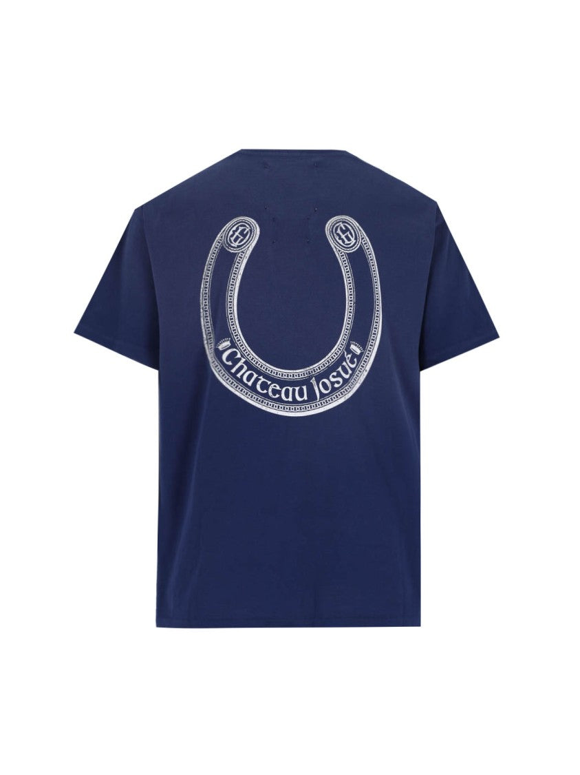 Gallery Dept. Vintage-Style Blue Cotton T-Shirt With Contrast Logos