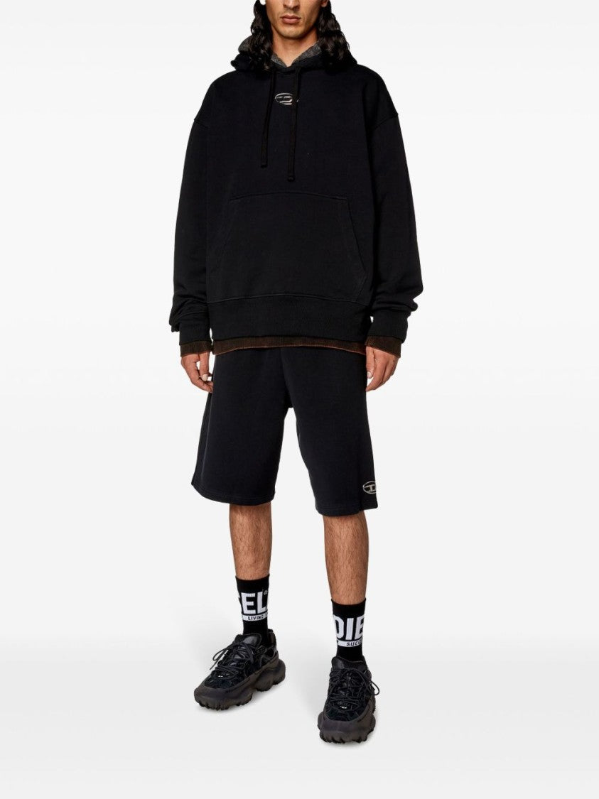 Diesel Black Relaxed Fit Hooded Sweater With Kangaroo Pocket