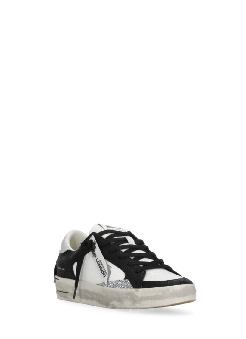 Crime London White Sk8 Deluxe Glitter Sneakers