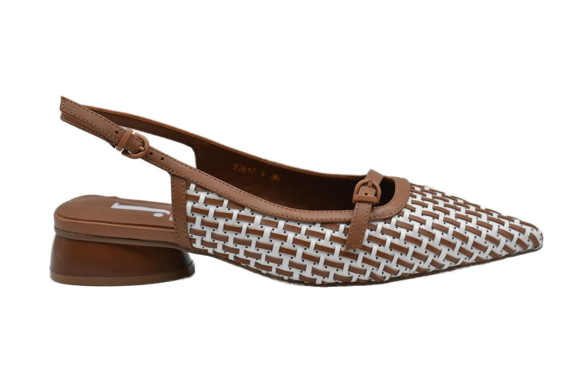 Jeannot Woven Leather Slingback Shoes With Pointed Toe