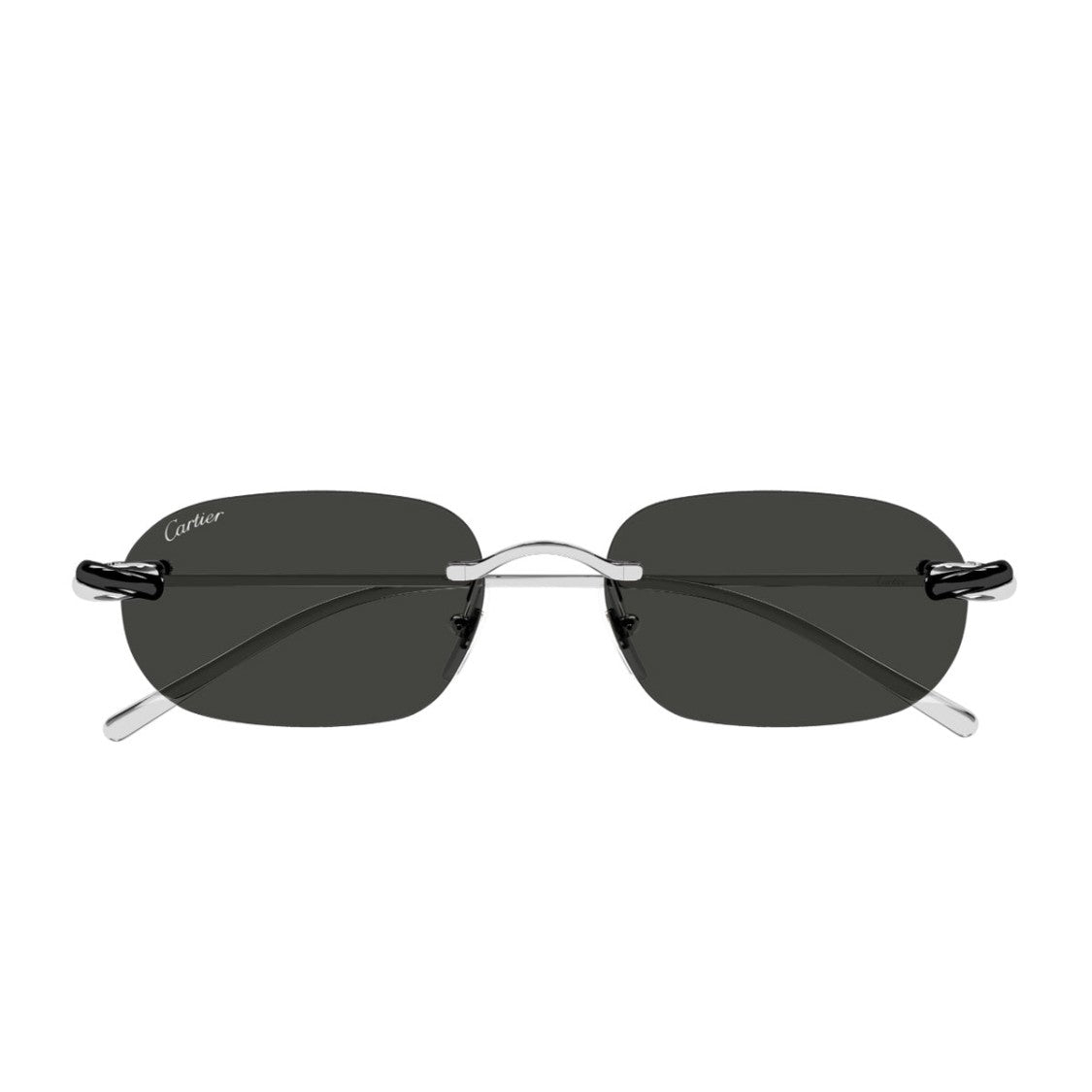 Cartier Silver/Grey Ct0686s Metal Rectangular Sunglasses