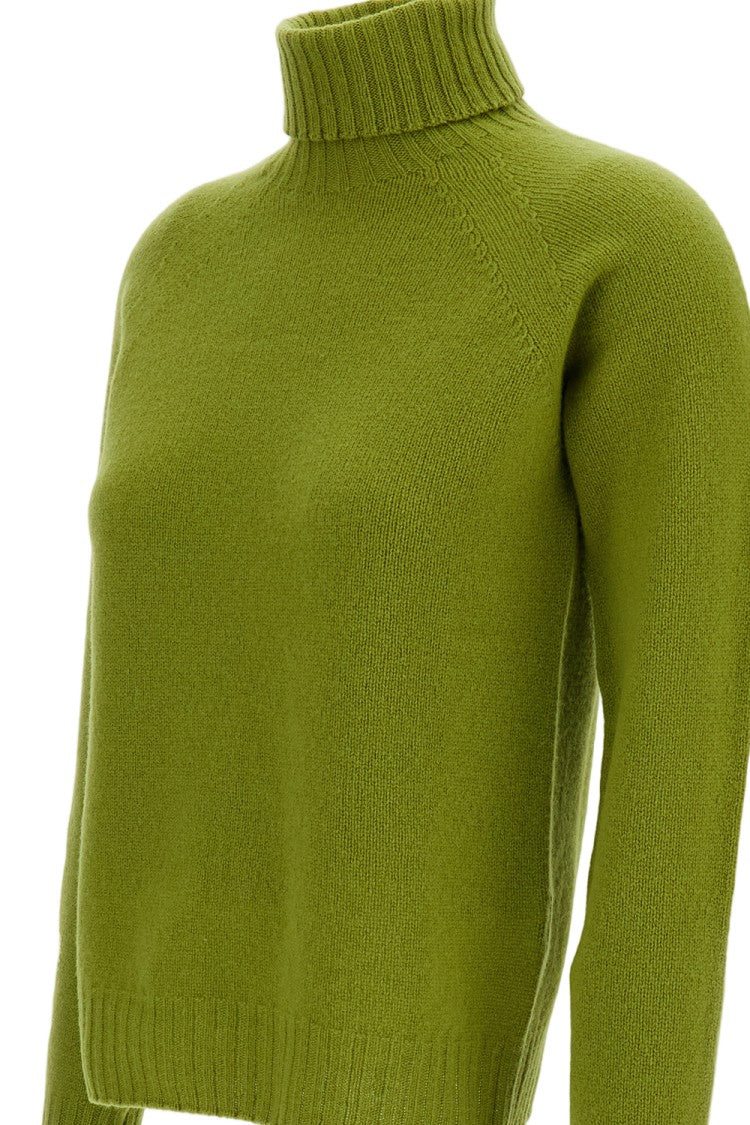 Drumohr Green Flat-Knit Wool Turtleneck