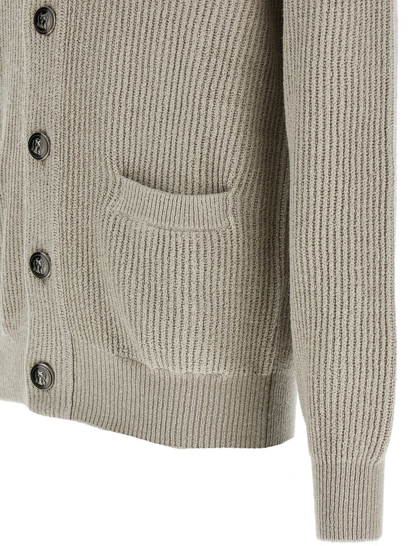 Brunello Cucinelli Half-Ribbed Cotton Gauze Shawl Cardigan