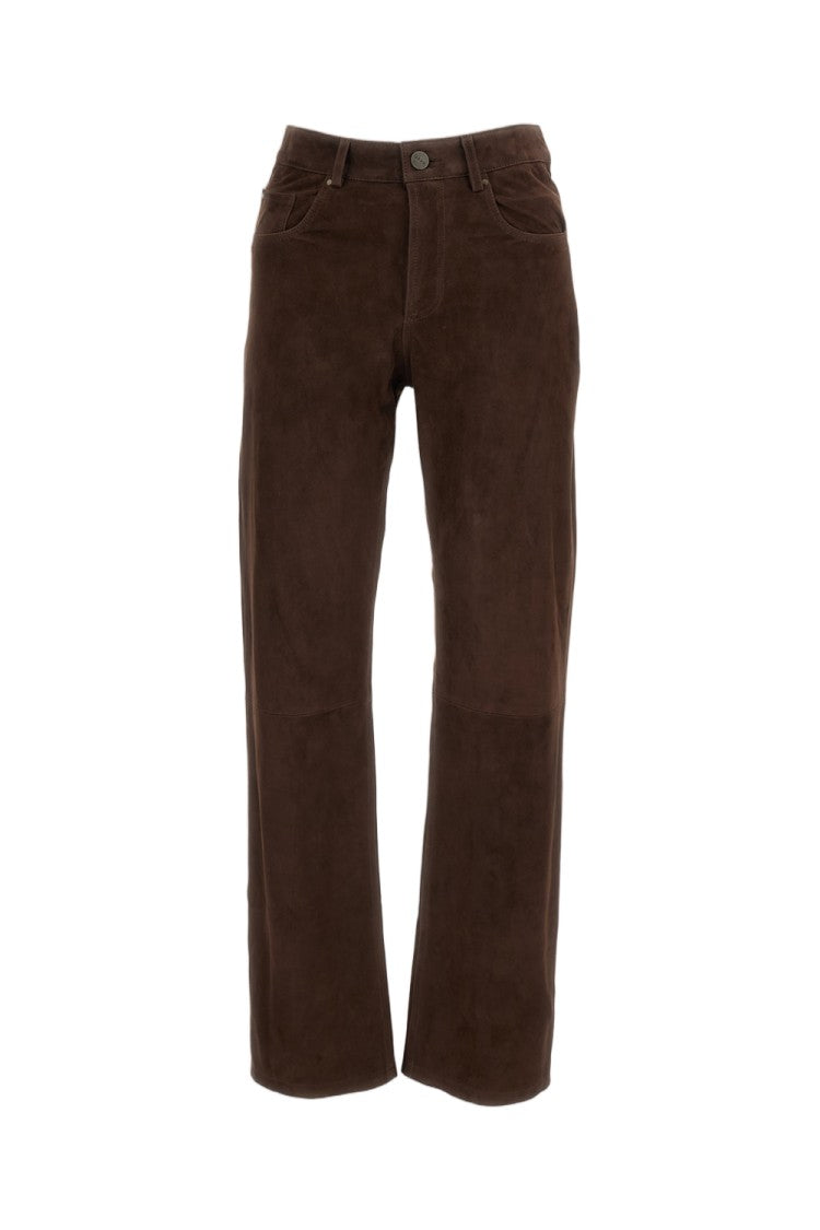 Arma Brown Suede Straight-Leg Pants