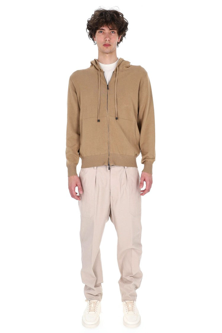 Drumohr Camel Cotton Hooded Sweatshirt