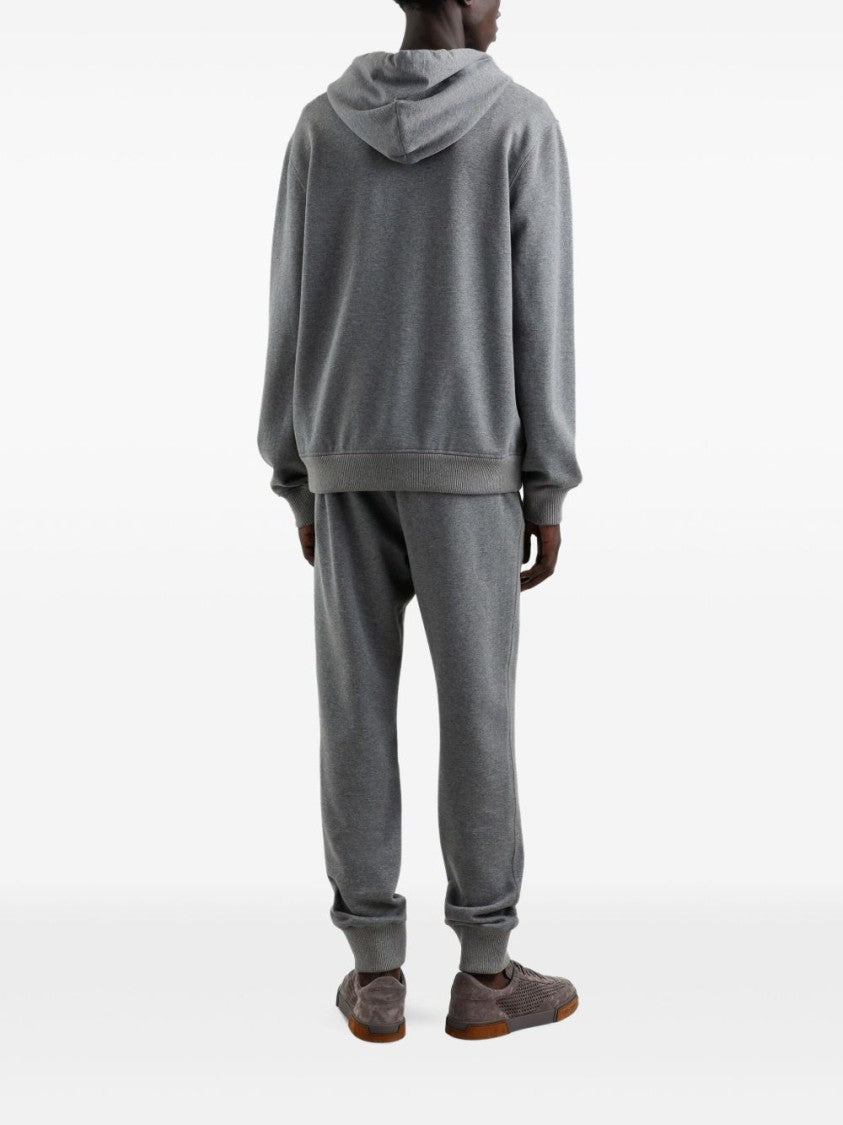 Dolce & Gabbana Gray Cotton Hoodie With Adjustable Drawstrings