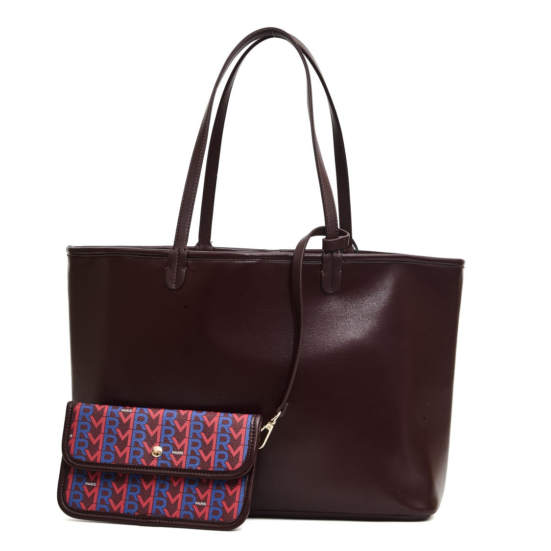 Rue Madame Faux Leather Shopping Bag With Bordeaux Logo