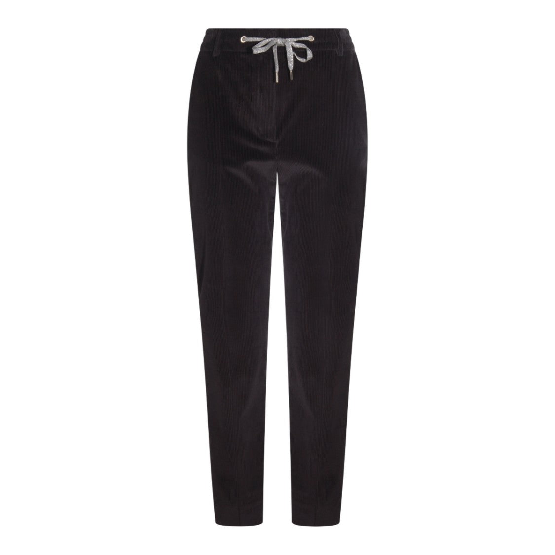 Eleventy Slim Tapered Corduroy Trousers With Metallic Drawstring
