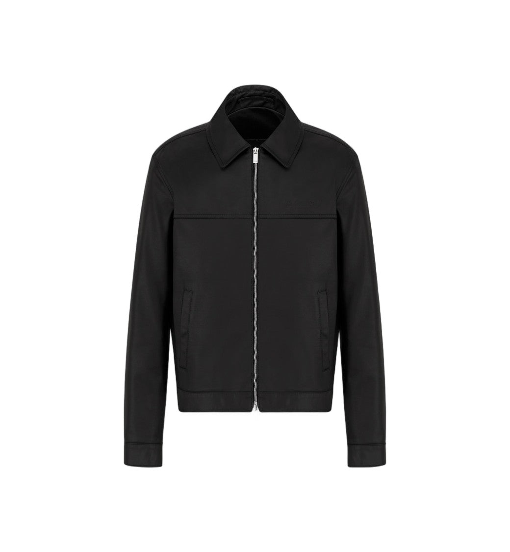 Christian Dior Quilted-Back Black Leather Minimalist Jacket