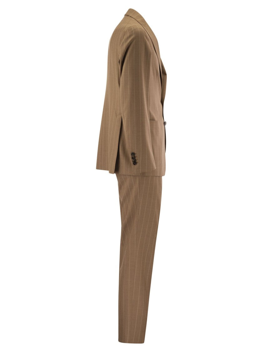 Tagliatore Pinstripe Suit In Wool And Silk