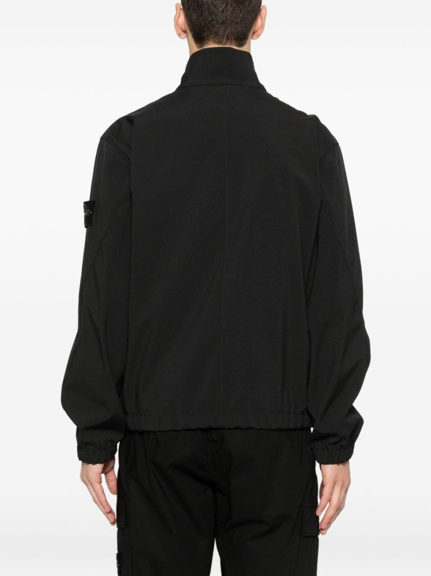 Stone Island Black Jacket With High Collar
