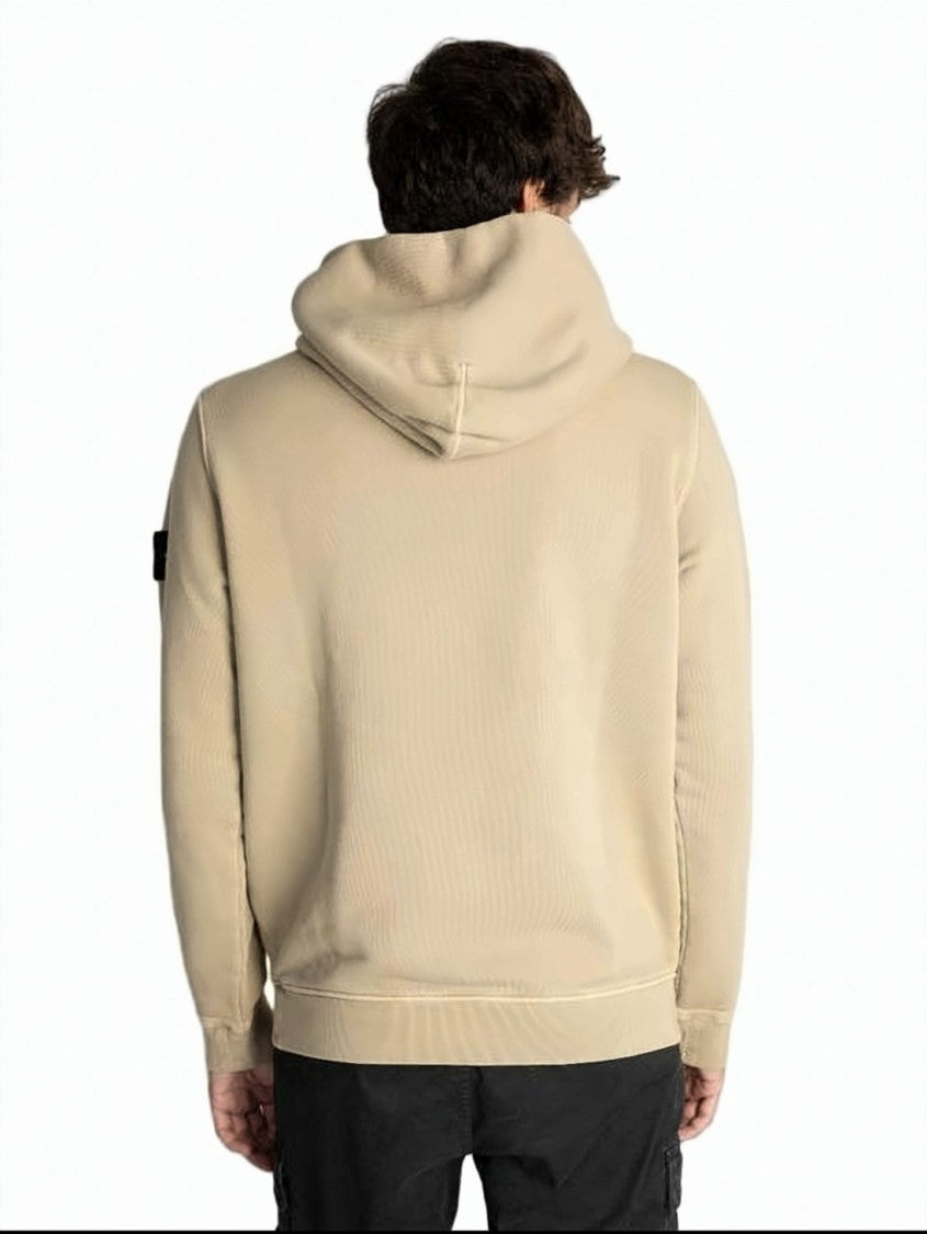 Stone Island Relaxed Fit Beige Cotton Hoodie