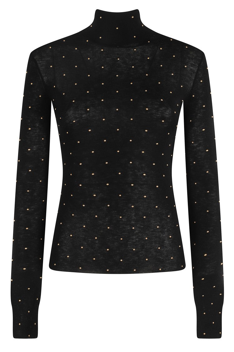 Rabanne Fitted High-Neck Sweater With Strass Embellishments
