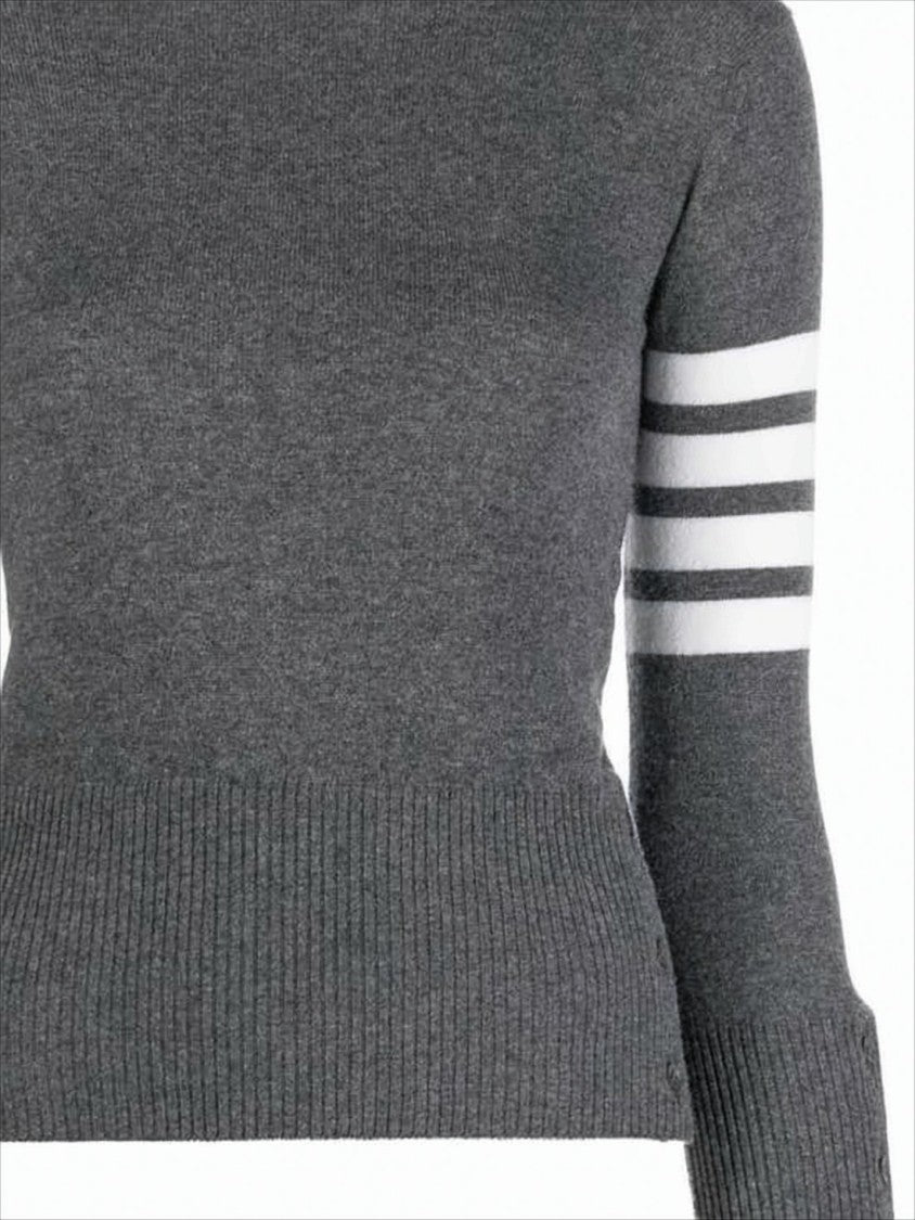 Thom Browne Fitted Cashmere Sweater With Distinctive Stripe Detail