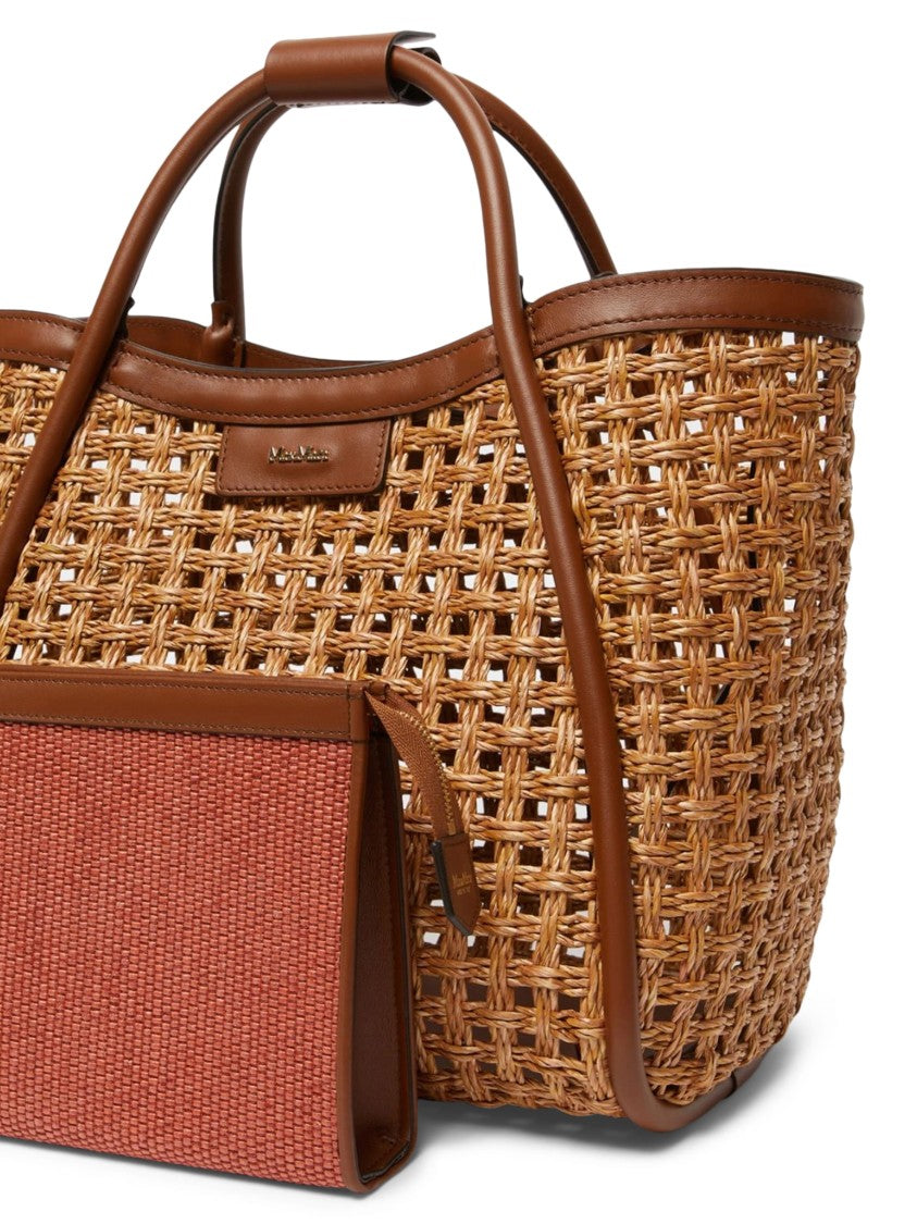 Max Mara Woven Basket-Style Bag With Leather Accents