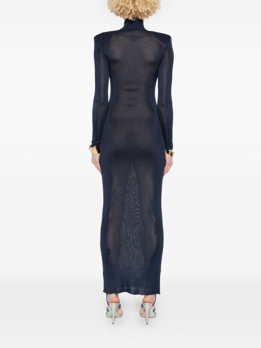 Self-Portrait Floor-Length Dress With Mock Neck
