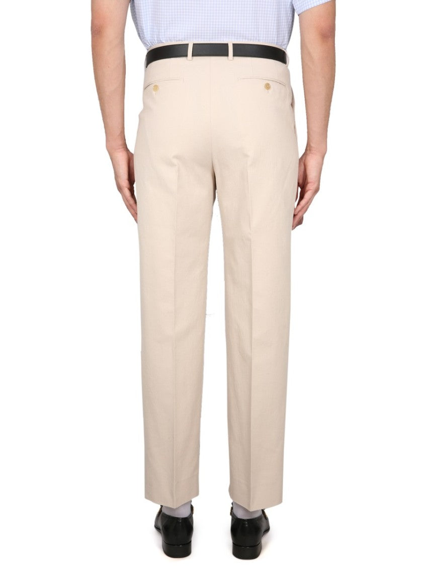 Gucci Embroidered Cotton Pants With Zippered Tab
