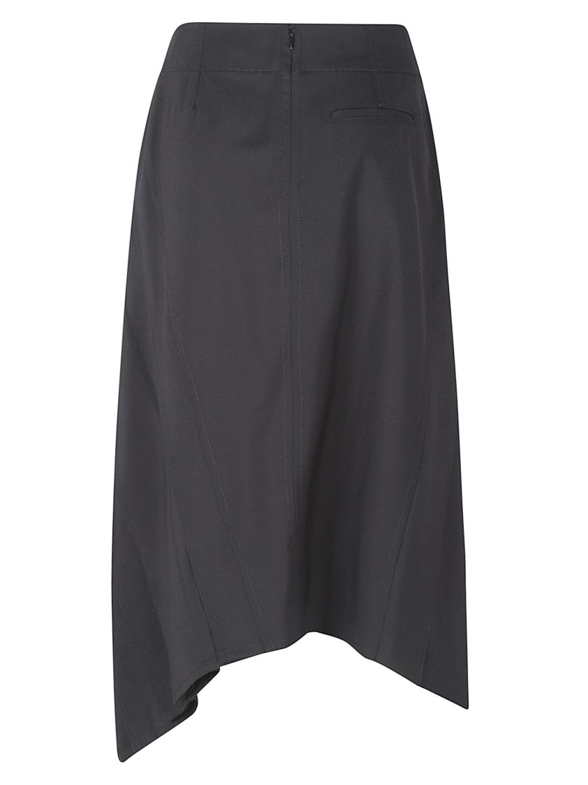 Bottega Veneta Asymmetrical Midi Skirt With Ruffled Detailing And Structured Finish
