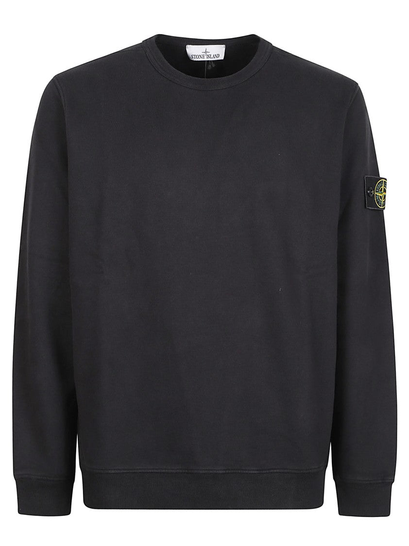 Stone Island Minimalist Black Cotton Sweatshirt