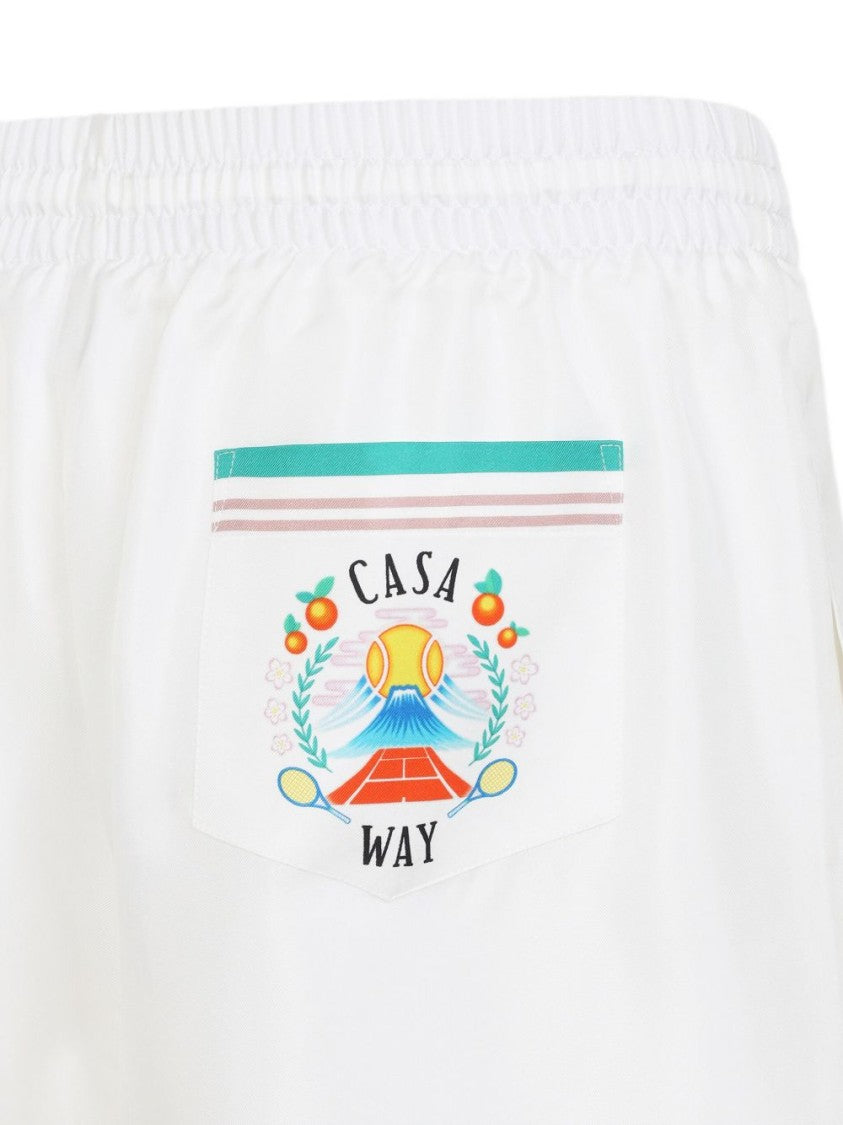 Casablanca White Silk Bermuda Shorts