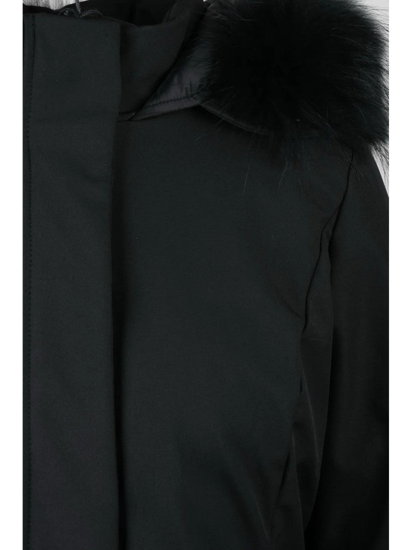 Bomboogie Padded Black Fitted Jacket With Removable Fur Inserts