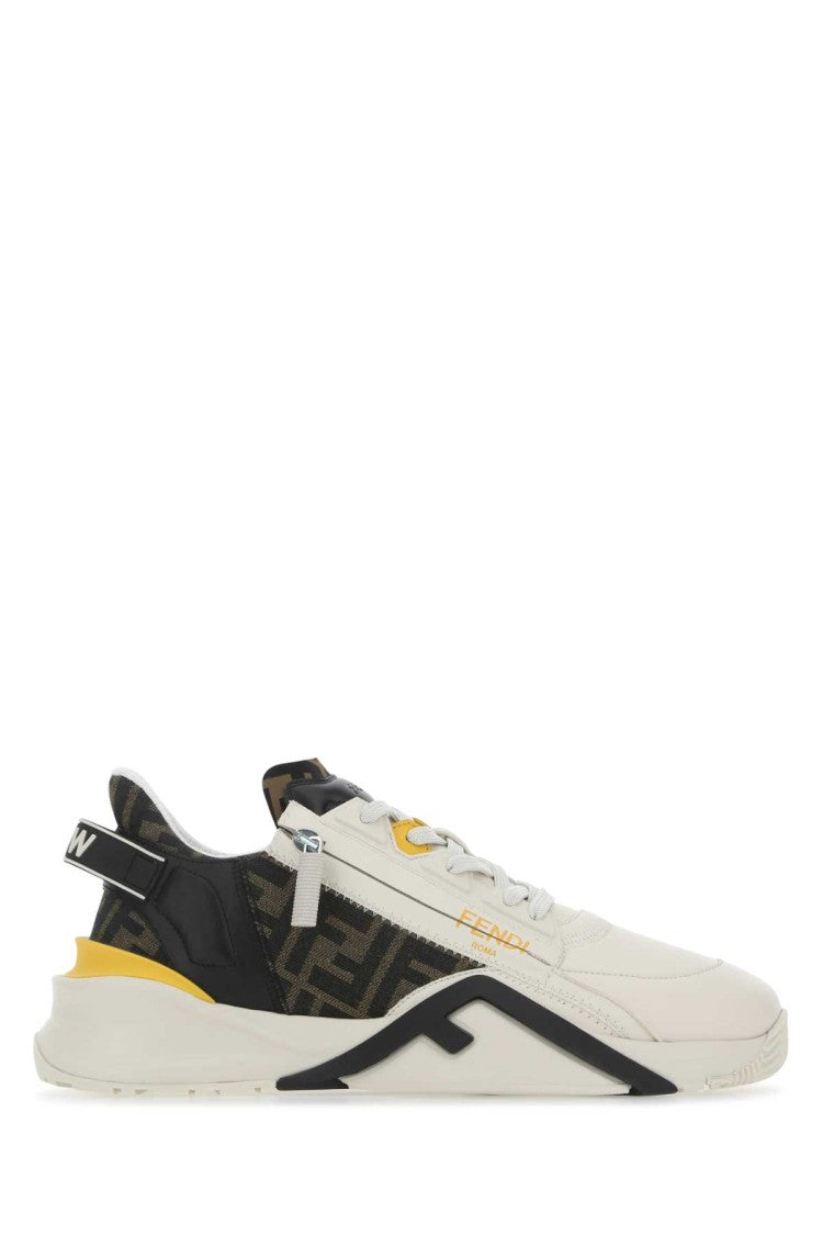 Fendi Multicolor Leather And Fabric Flow Sneakers