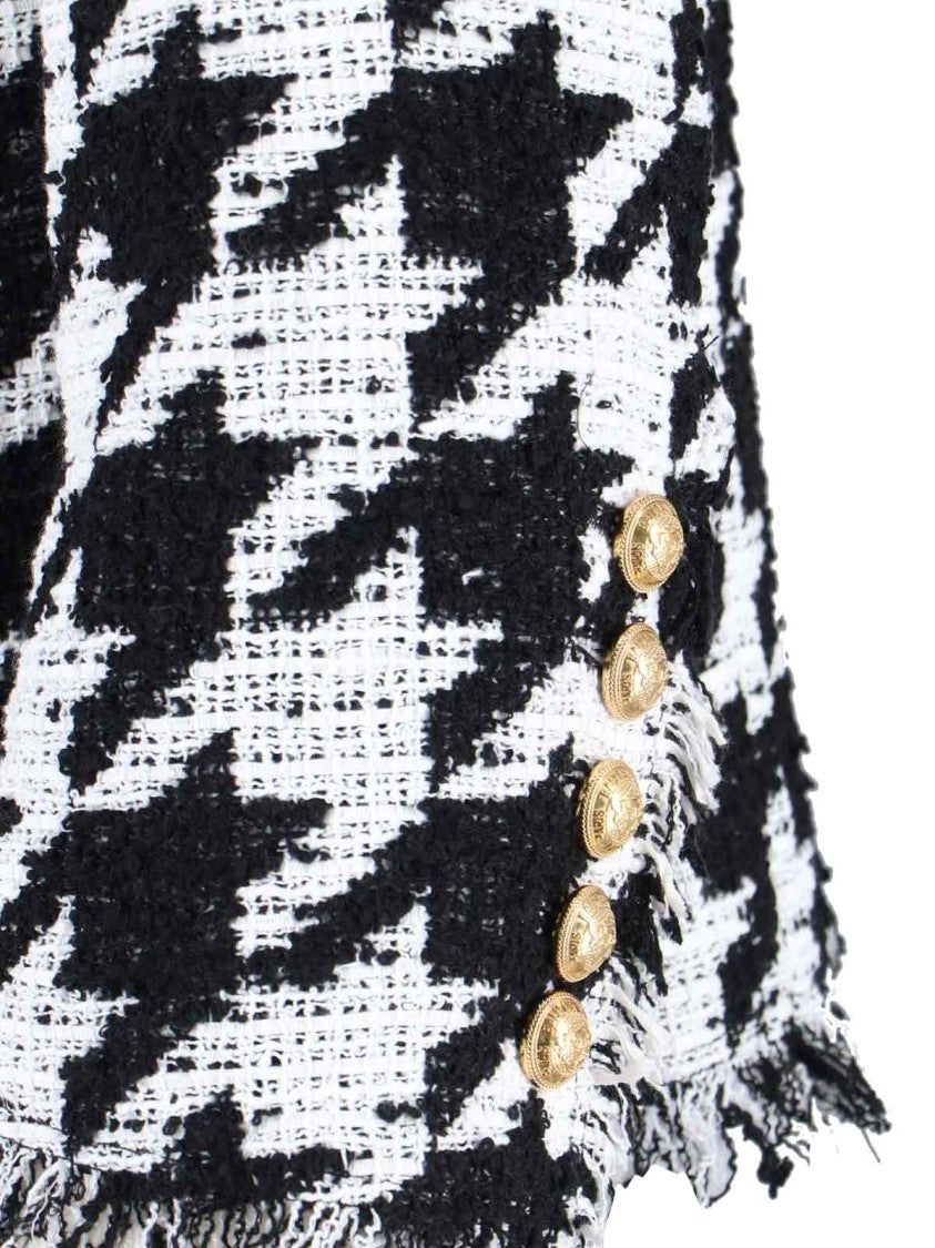 Balmain Classic Houndstooth Jacket With Gold-Tone Accents
